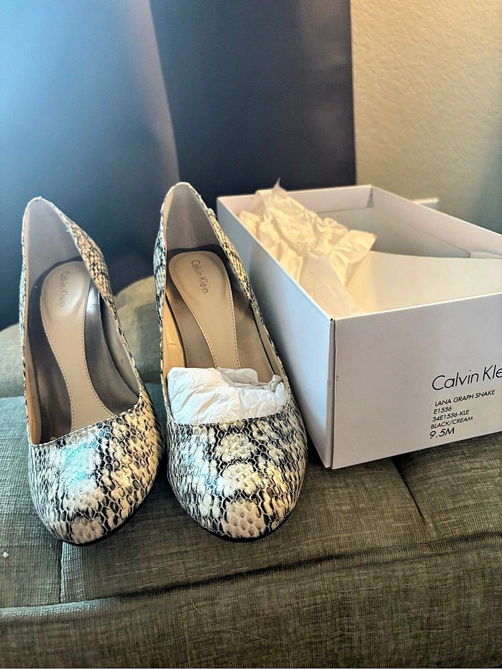 Calvin Klein Lana Graph Snake Pump Brown & Black US 9.5 M